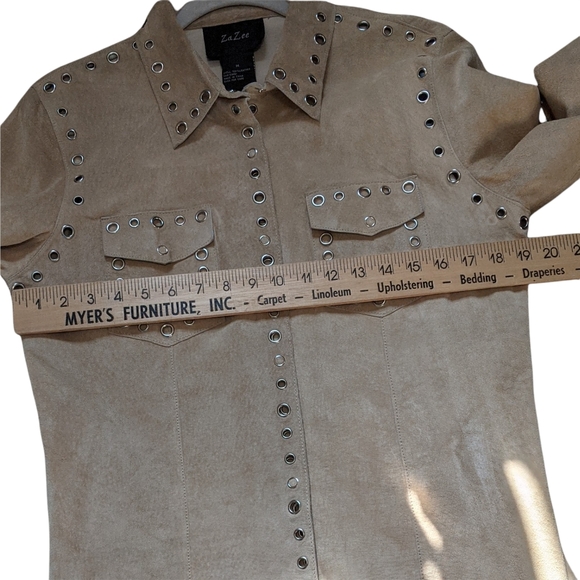 Za Zee suede leather suede jacket boho cowgirl snaps shackett Medium - Picture 4 of 8